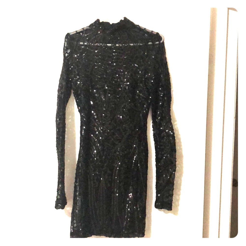 Black sequined lace mini dress Size M